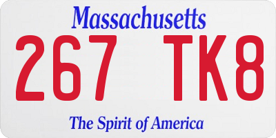 MA license plate 267TK8
