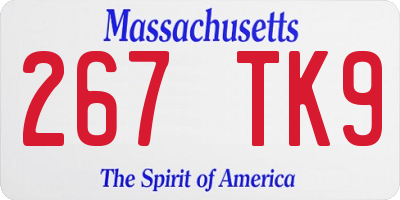 MA license plate 267TK9