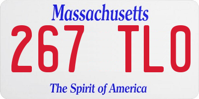 MA license plate 267TL0