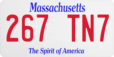 MA license plate 267TN7