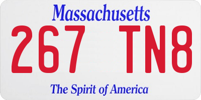 MA license plate 267TN8