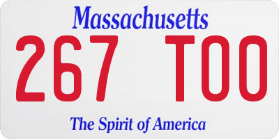MA license plate 267TO0