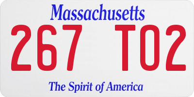 MA license plate 267TO2
