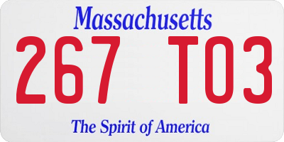 MA license plate 267TO3