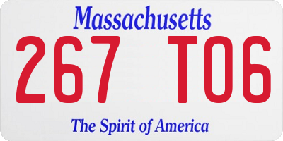 MA license plate 267TO6