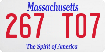 MA license plate 267TO7