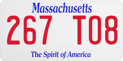 MA license plate 267TO8