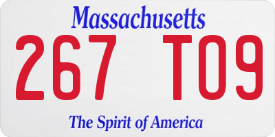 MA license plate 267TO9
