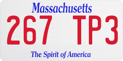 MA license plate 267TP3
