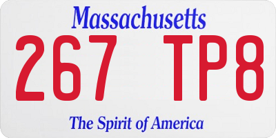MA license plate 267TP8
