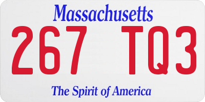 MA license plate 267TQ3
