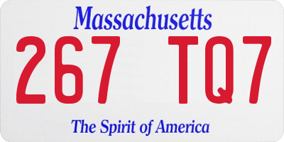 MA license plate 267TQ7
