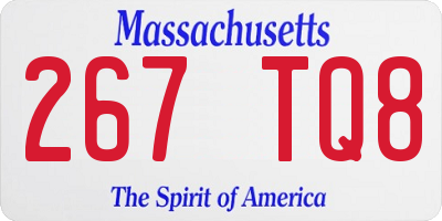 MA license plate 267TQ8