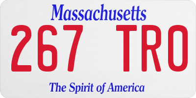 MA license plate 267TR0