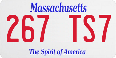 MA license plate 267TS7