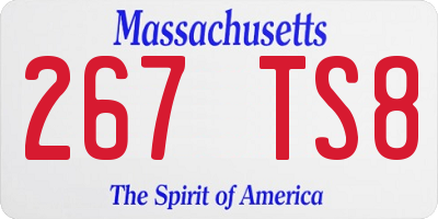 MA license plate 267TS8