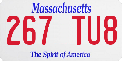MA license plate 267TU8