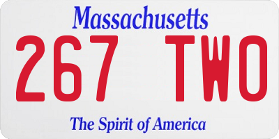 MA license plate 267TW0