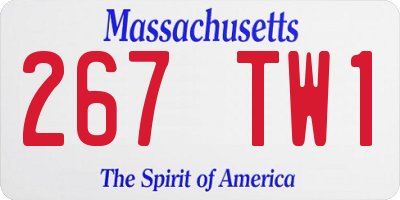 MA license plate 267TW1
