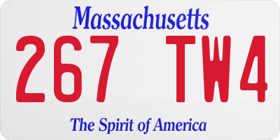 MA license plate 267TW4