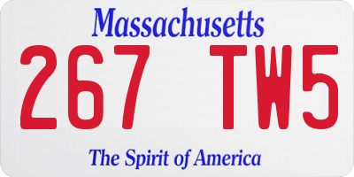 MA license plate 267TW5