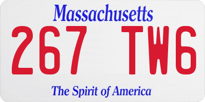 MA license plate 267TW6