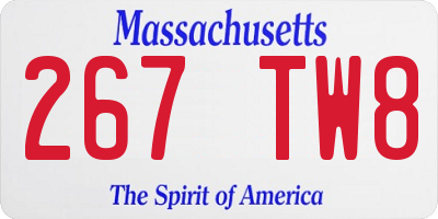 MA license plate 267TW8