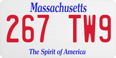 MA license plate 267TW9
