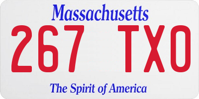 MA license plate 267TX0