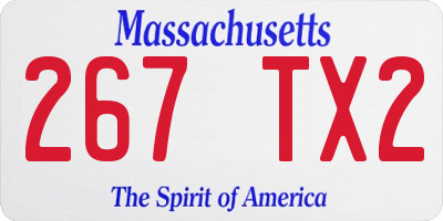MA license plate 267TX2