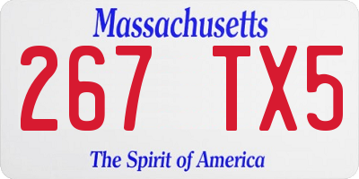 MA license plate 267TX5