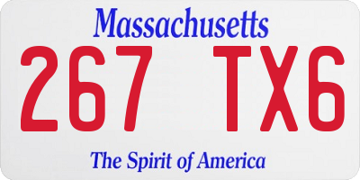 MA license plate 267TX6