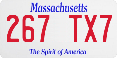 MA license plate 267TX7