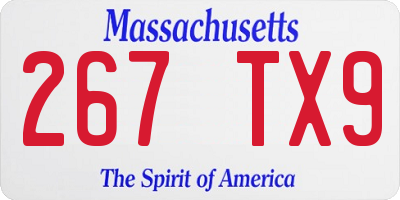 MA license plate 267TX9