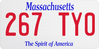 MA license plate 267TY0