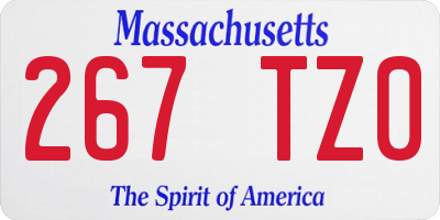 MA license plate 267TZ0