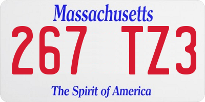 MA license plate 267TZ3