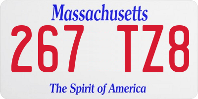 MA license plate 267TZ8