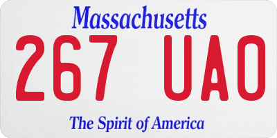 MA license plate 267UA0