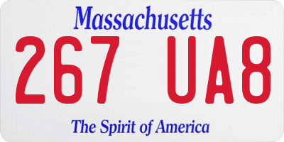 MA license plate 267UA8
