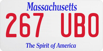 MA license plate 267UB0