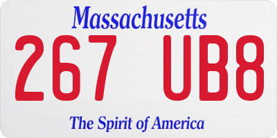 MA license plate 267UB8