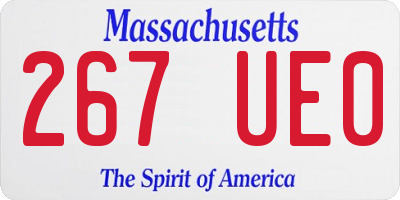 MA license plate 267UE0