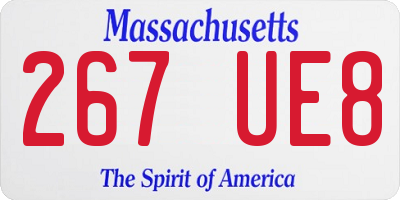 MA license plate 267UE8