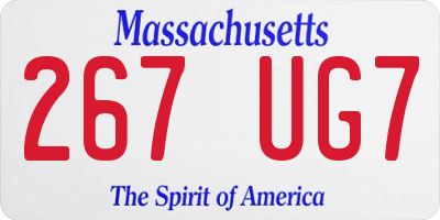 MA license plate 267UG7