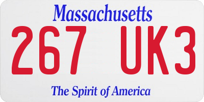 MA license plate 267UK3