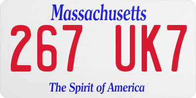 MA license plate 267UK7