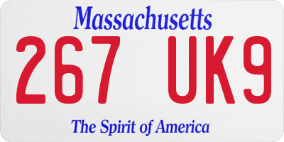 MA license plate 267UK9