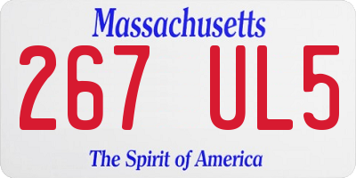 MA license plate 267UL5