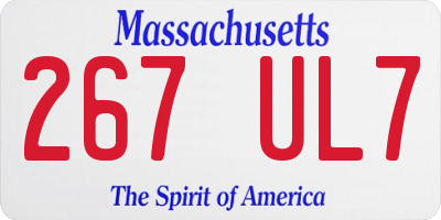 MA license plate 267UL7